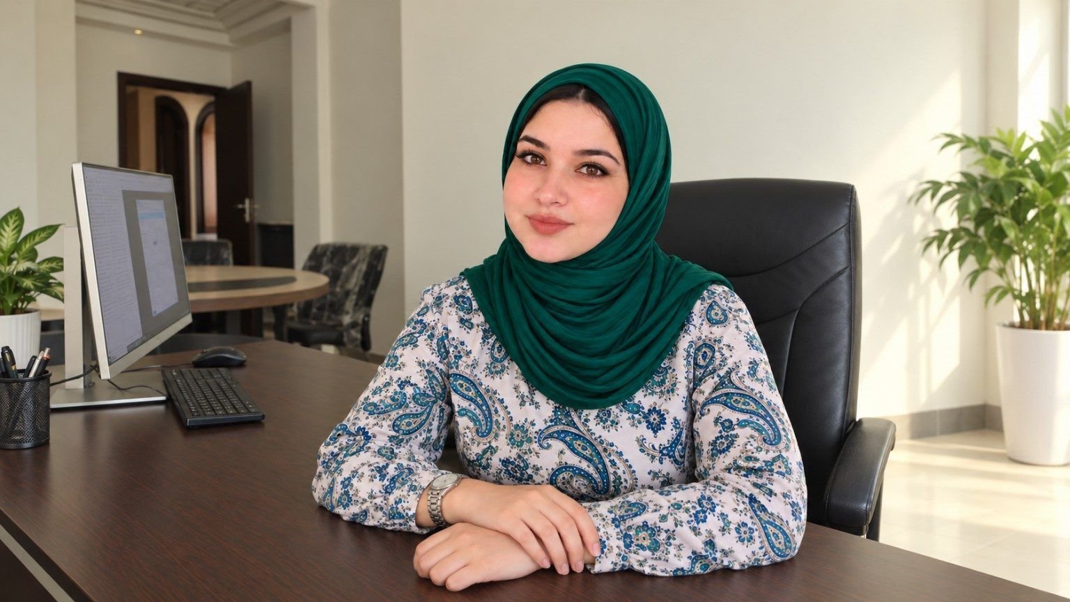 Nissrine Ettaoussi, virtual assistant, at work in Tangier